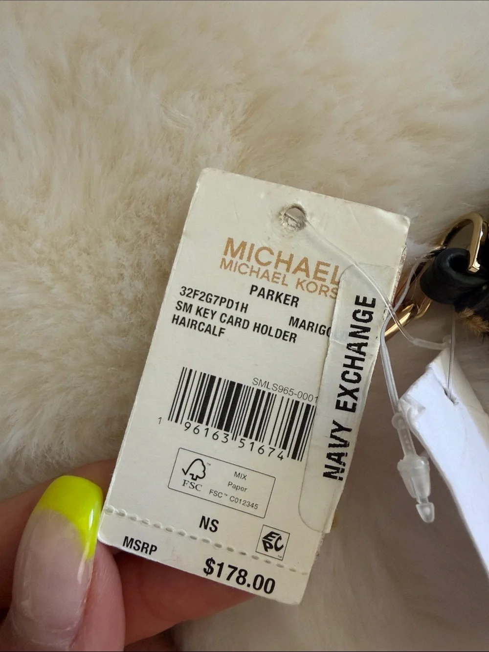 Michael Kors Tiger Stripe Haircalf Wristlet Wallet Tan/Black with Gold Hardware